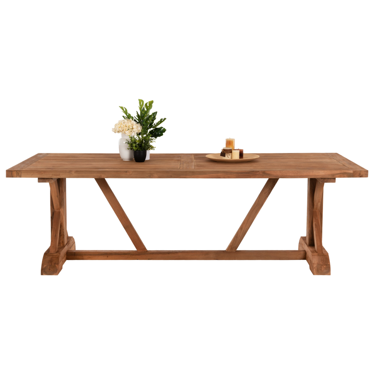 OUTDOOR CROSS LEG DINING TABLE HM5964 RECYCLED TEAK WOOD IN NATURAL COLOR 240x100x75Hcm. [3]