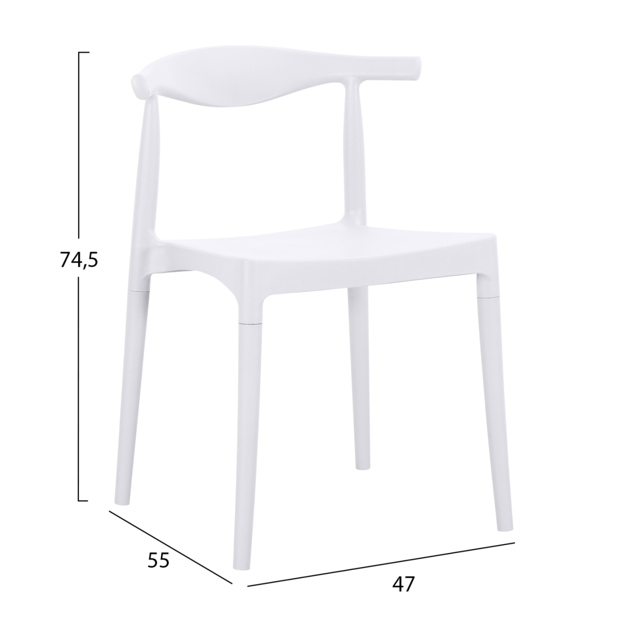 OUTDOOR DINING CHAIR ALOR HM6624.01 POLYPROPYLENE IN WHITE 47x55x74.5Hcm. [2]