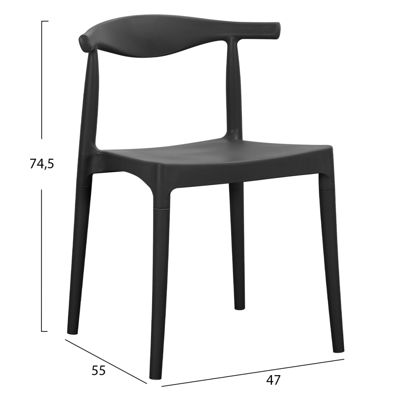 OUTDOOR DINING CHAIR ALOR HM6624.02 POLYPROPYLENE IN BLACK 47x55x74.5Hcm. [2]