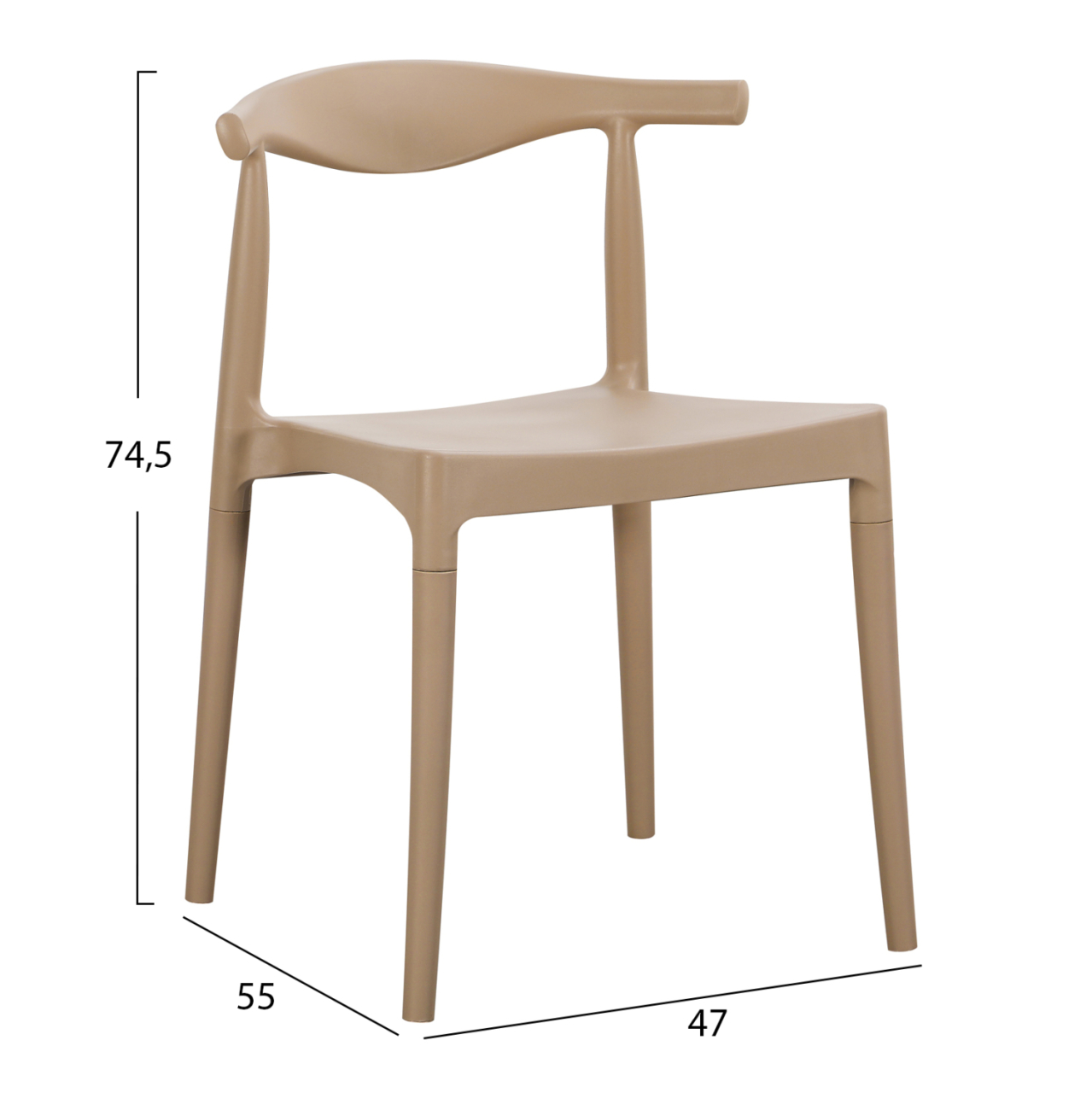 OUTDOOR DINING CHAIR ALOR HM6624.04 POLYPROPYLENE IN CAPPUCCINO 47x55x74.5Hcm. [2]