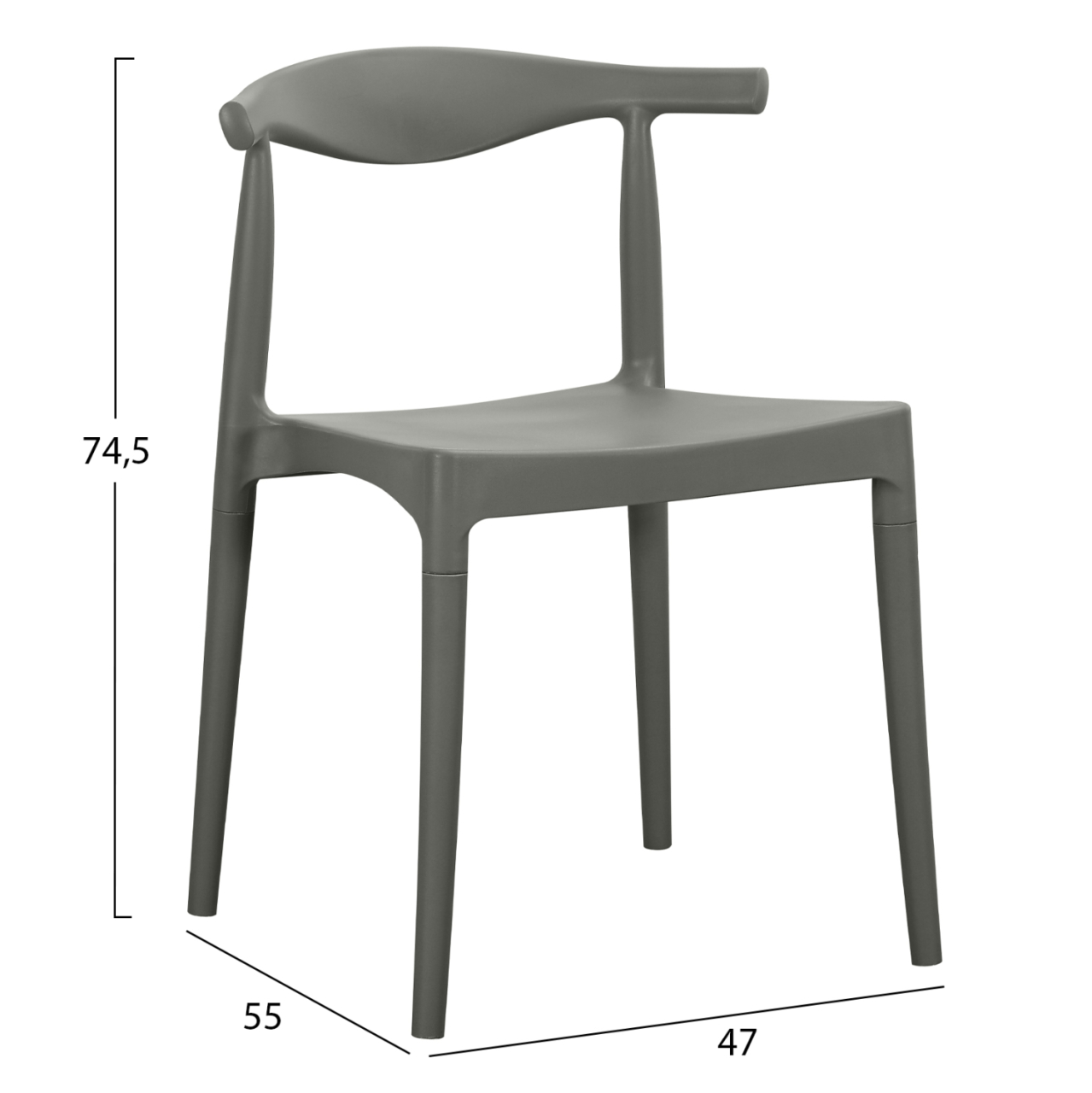 OUTDOOR DINING CHAIR ALOR HM6624.05 POLYPROPYLENE IN OLIVE GREEN 47x55x74.5Hcm. [2]