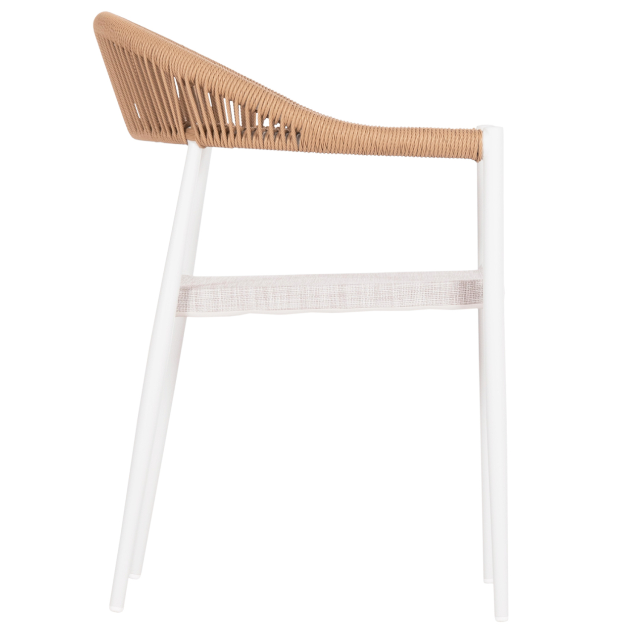 OUTDOOR DINING CHAIR BERG HM6284.01 ALUMINUM and TEXTILENE IN WHITE--P.E.TWISTED RATTAN 55x56x79Hcm. [4]