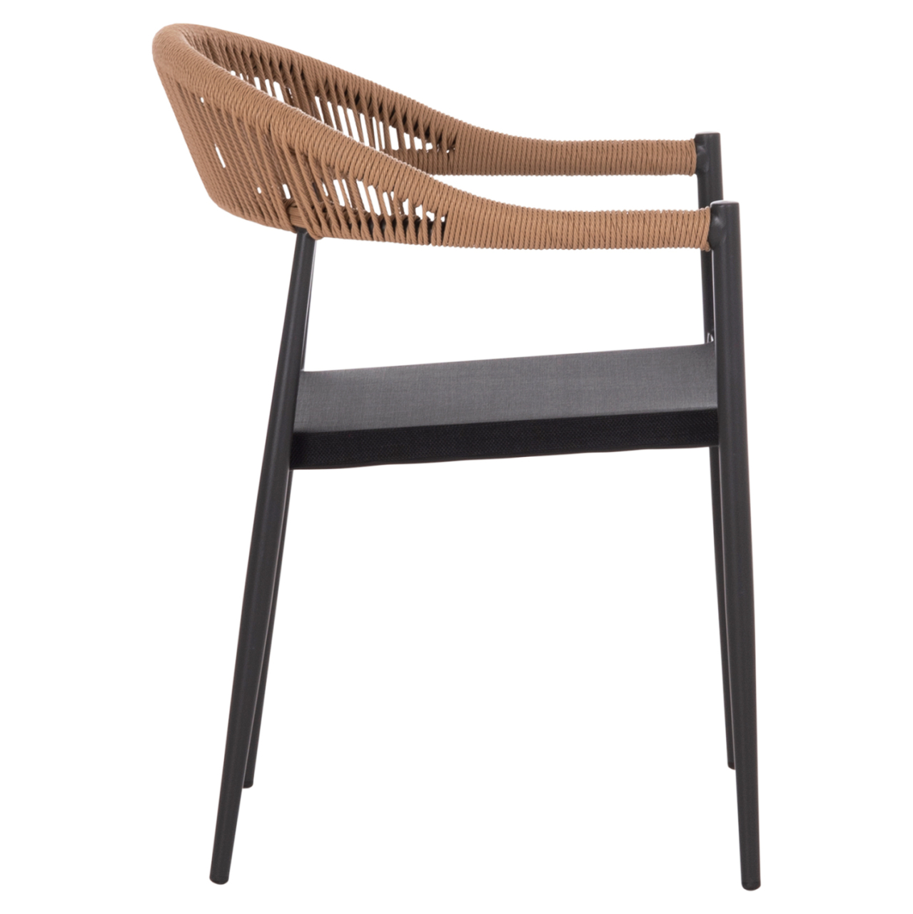 OUTDOOR DINING CHAIR BERG HM6284.02 ALUMINUM and TEXTILENE IN DARK GREY--P.E.TWISTED RATTAN 55x56x79Hcm. [4]