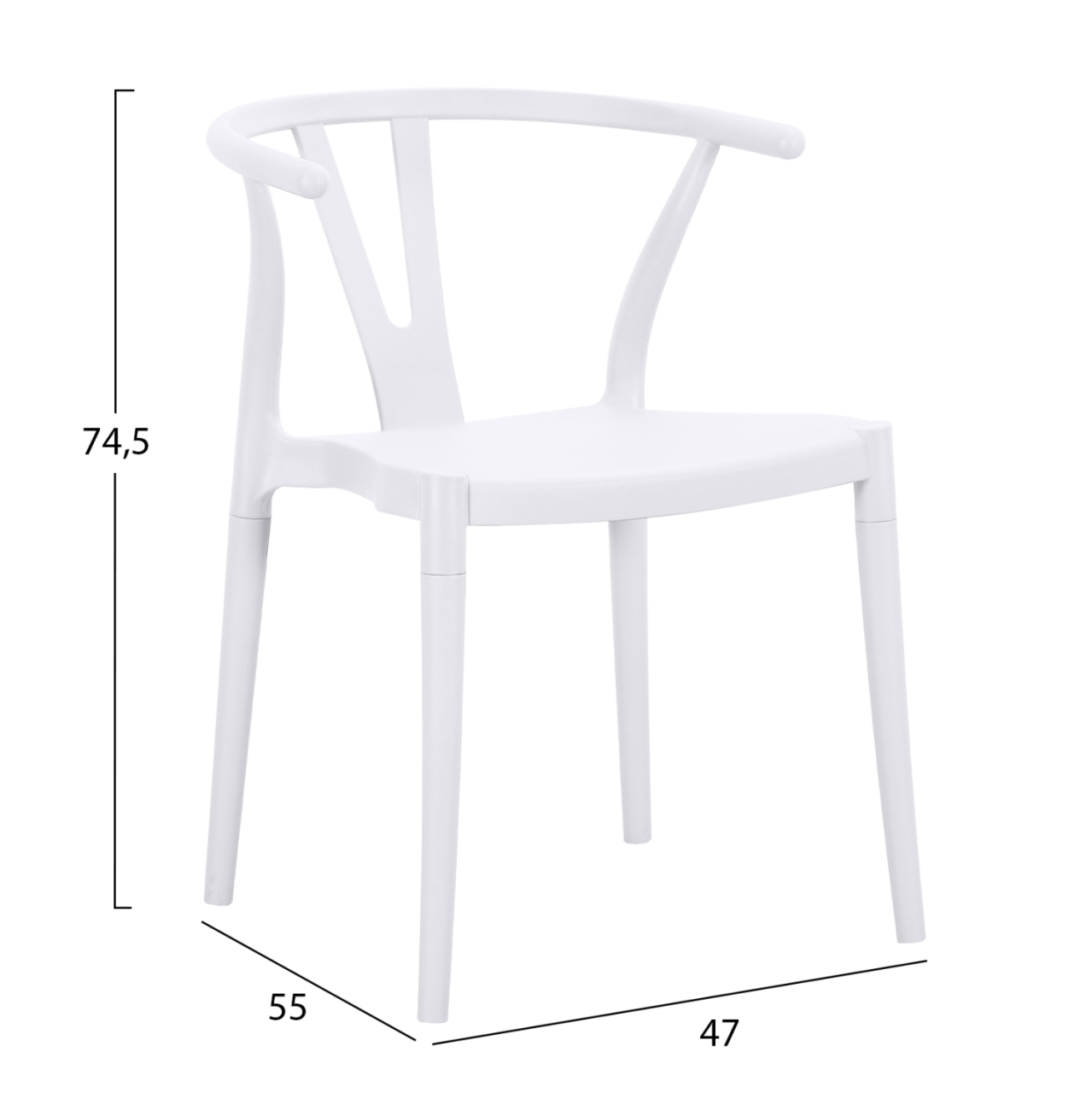 OUTDOOR DINING CHAIR BRAVE HM6625.01 POLPYPROPYLENE IN WHITE 47x42x84.5Hcm [2]