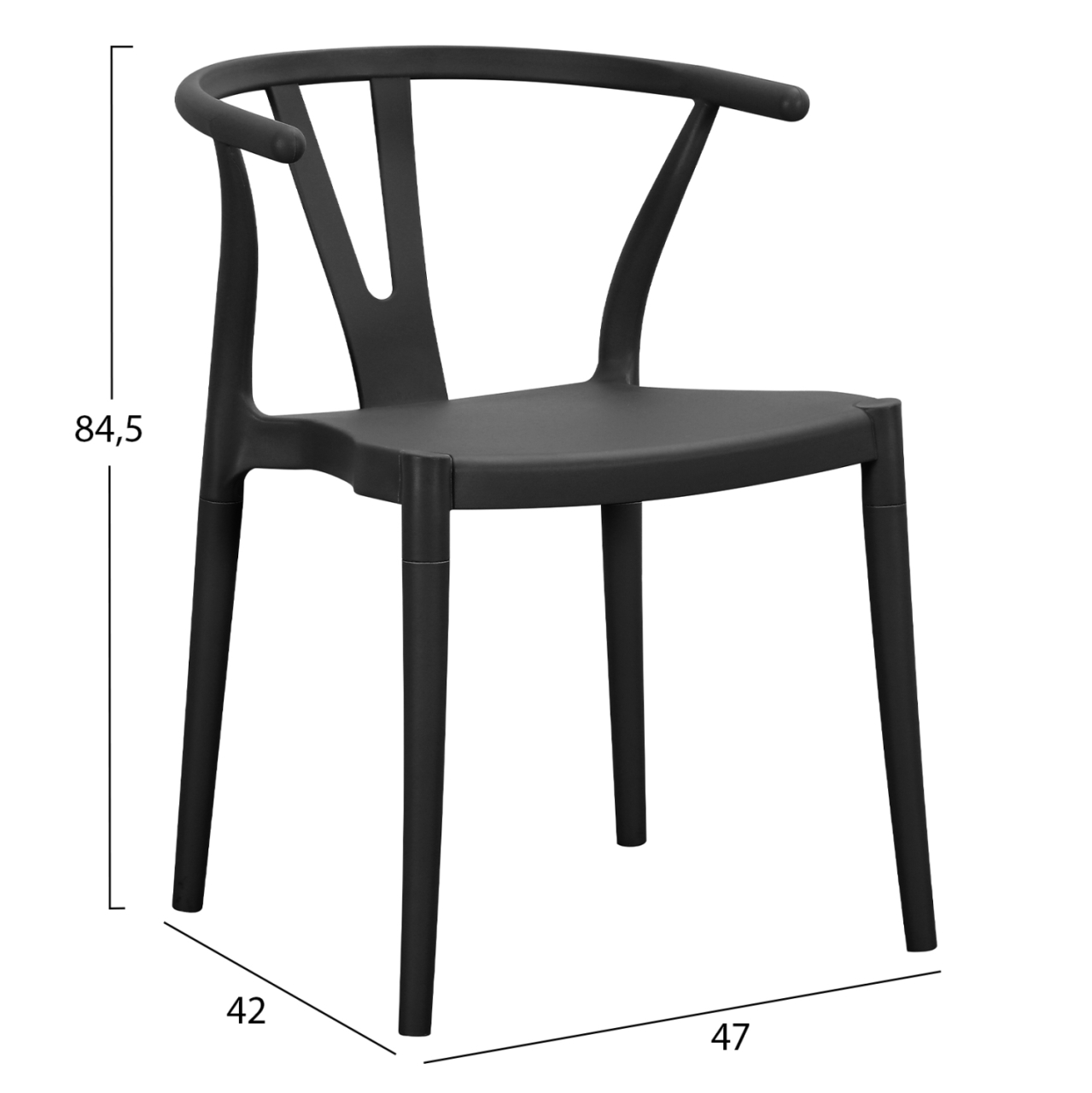 OUTDOOR DINING CHAIR BRAVE HM6625.02 POLPYPROPYLENE IN BLACK 47x42x84.5Hcm [2]