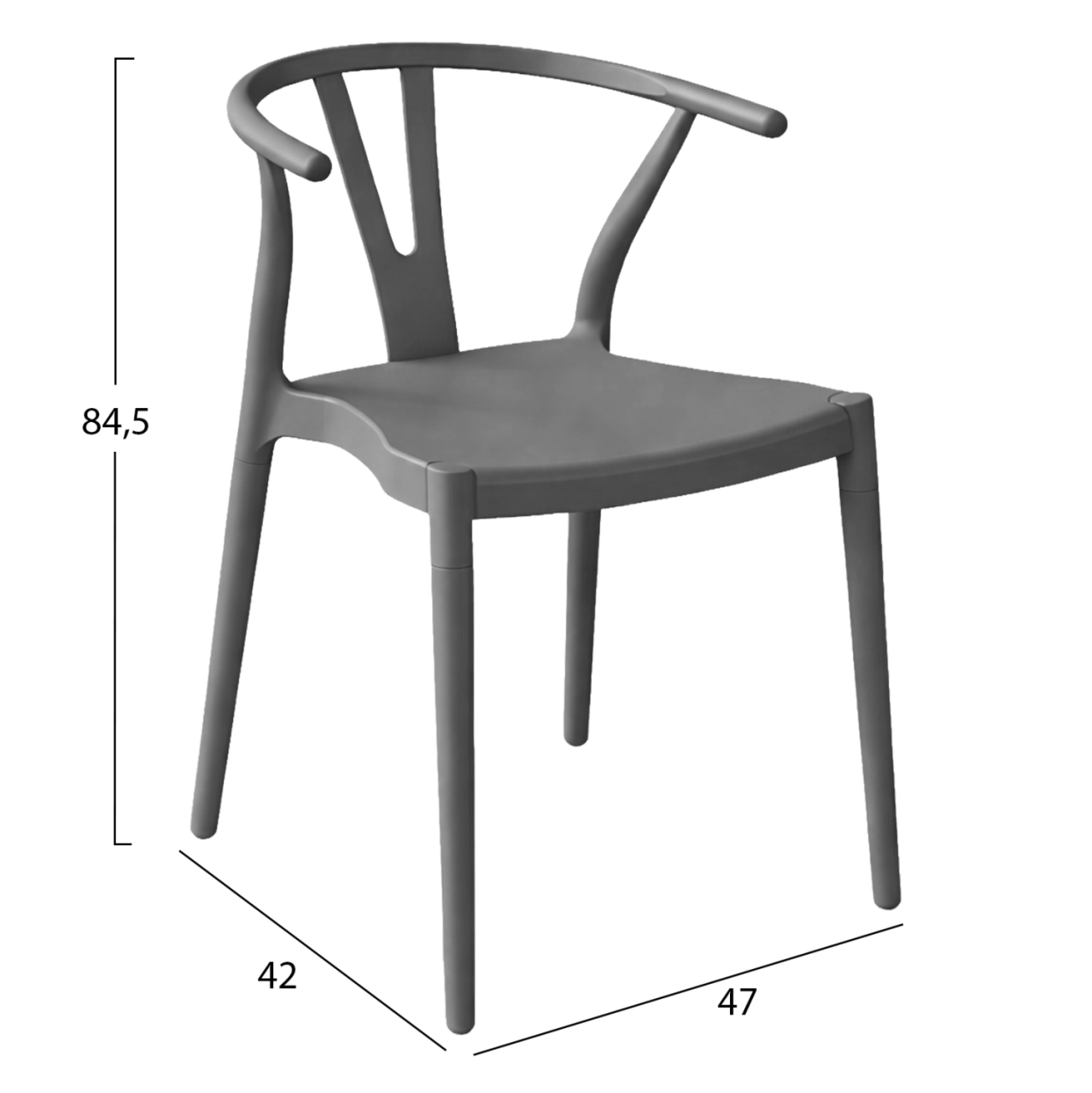 OUTDOOR DINING CHAIR BRAVE HM6625.03 POLPYPROPYLENE IN GREY 47x42x84.5Hcm [2]