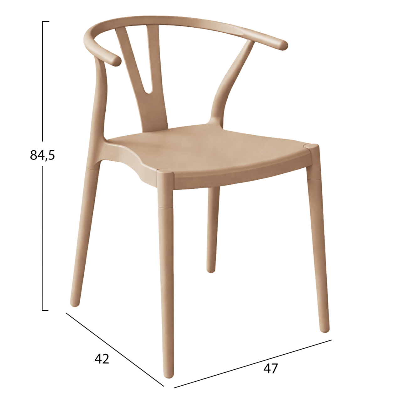 OUTDOOR DINING CHAIR BRAVE HM6625.04 POLPYPROPYLENE IN CAPPUCCINO COLOR 47x42x84.5Hcm [2]