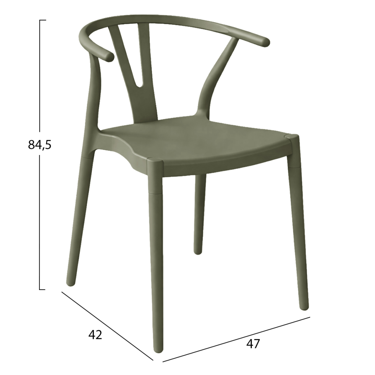 OUTDOOR DINING CHAIR BRAVE HM6625.05 POLPYPROPYLENE IN OLIVE GREEN 47x42x84.5Hcm [2]