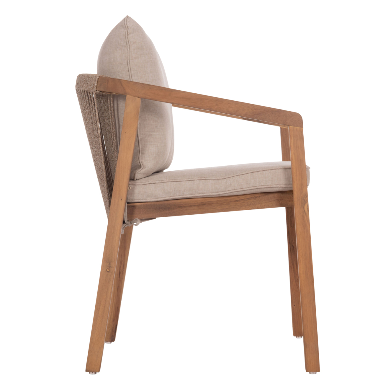 OUTDOOR DINING CHAIR CONTREL HM6244.01 ACACIA WOOD IN NATURAL-ROPE and CUSHIONS IN BEIGE 58x60x74H [4]