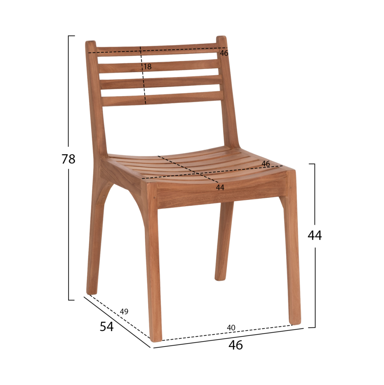 OUTDOOR DINING CHAIR PAVEL HM6615 TEAK WOOD--NATURAL COLOR 46x54x78Hcm [2]