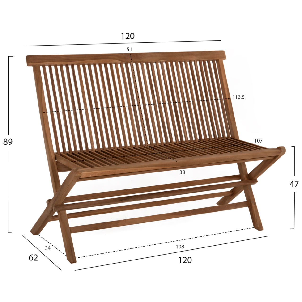 OUTDOOR DINING SET 3PCS KENDALL HM11952 SOLID TEAK WOOD IN NATURAL COLOR [2]