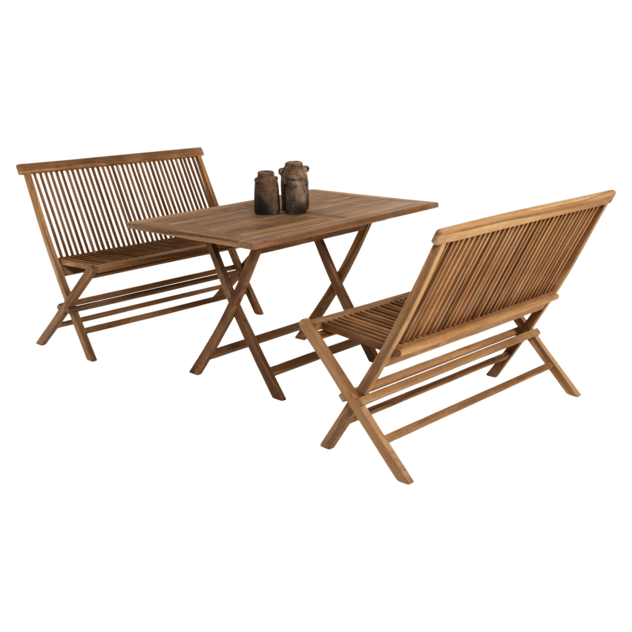 OUTDOOR DINING SET 3PCS KENDALL HM11952 SOLID TEAK WOOD IN NATURAL COLOR [1]