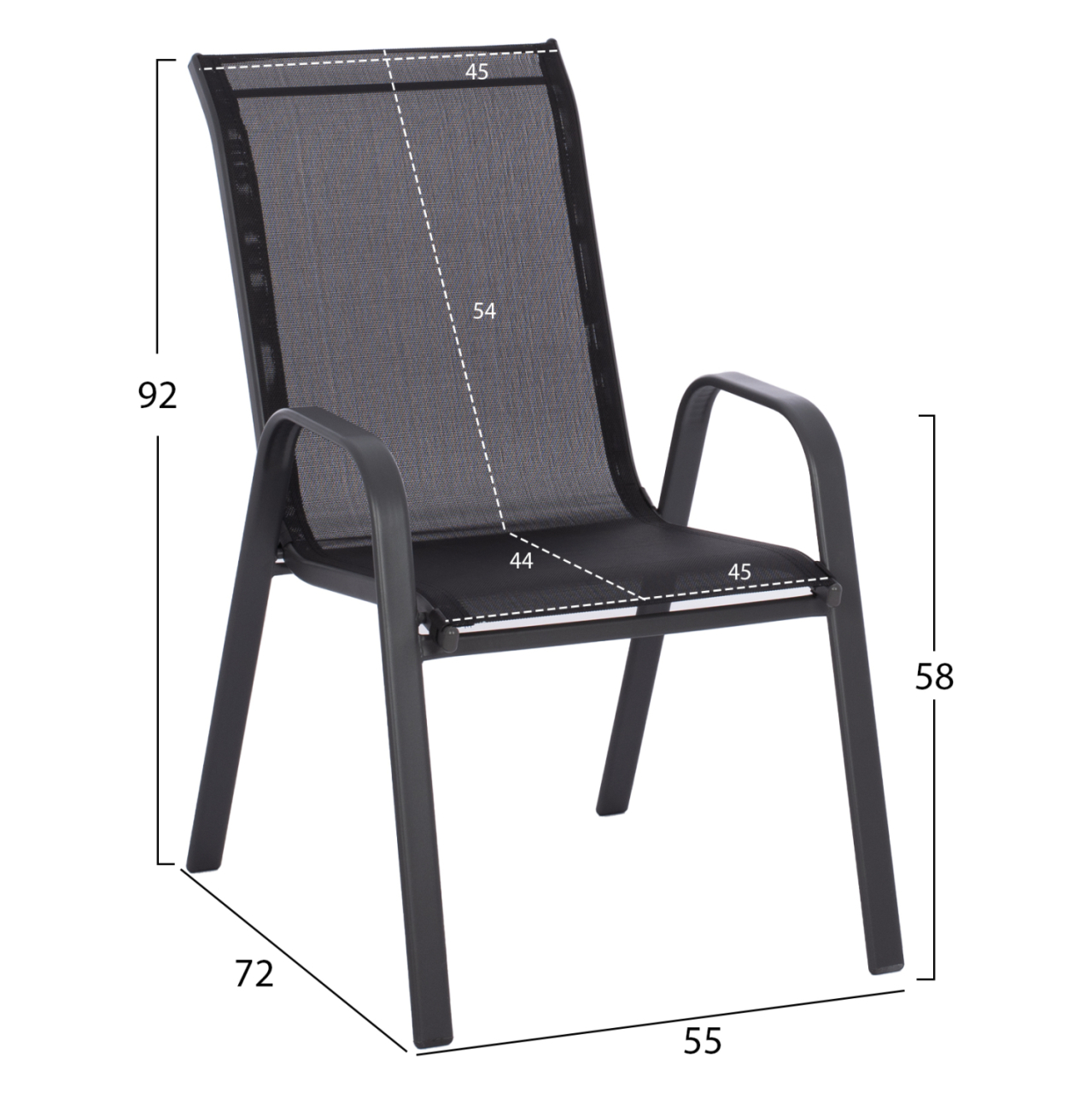 OUTDOOR DINING SET 3PCS LEON HM5181.03 METAL CHAIRS and TABLE Φ60cm BLACK [3]