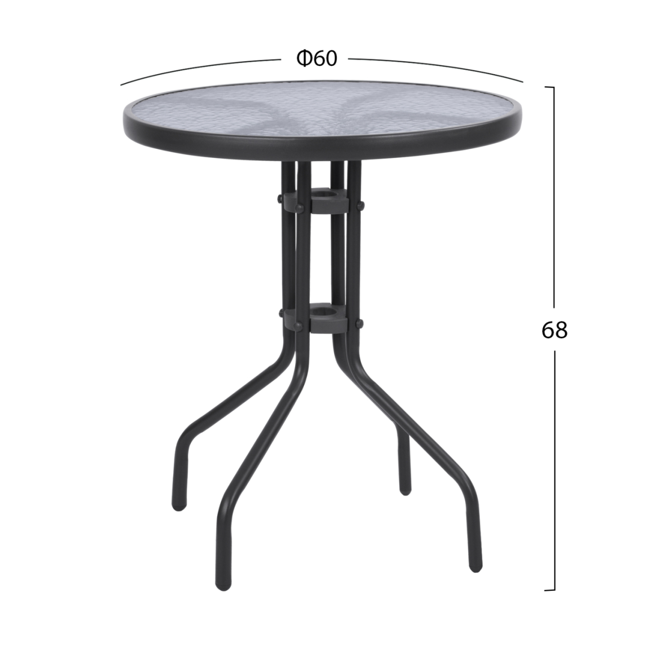 OUTDOOR DINING SET 3PCS LIMA HM21038.01 METAL ROUND TABLE and 2 FOLDABLE CHAIRS-GREY [2]