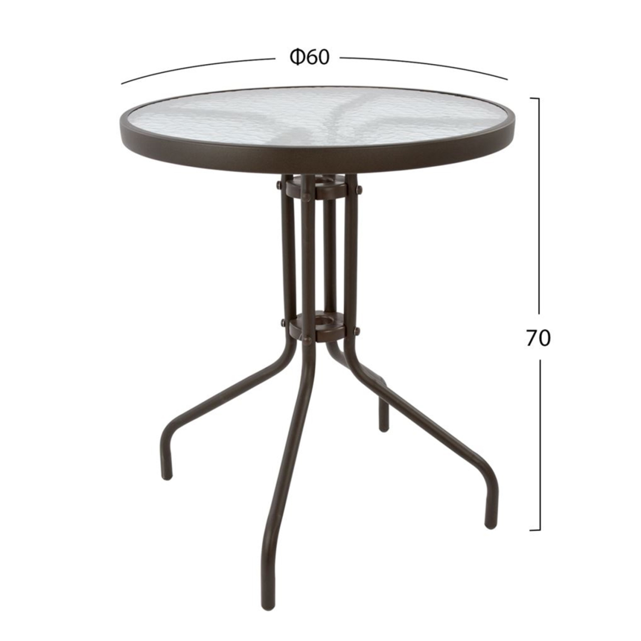 OUTDOOR DINING SET 3PCS LIMA HM21038.02 METAL ROUND TABLE and 2 FOLDABLE CHAIRS-BROWN [2]