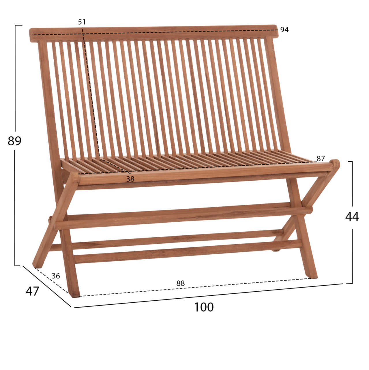 OUTDOOR DINING SET 4PCS FOLDABLE ERIS HM10920 TEAK WOOD IN NATURAL [4]