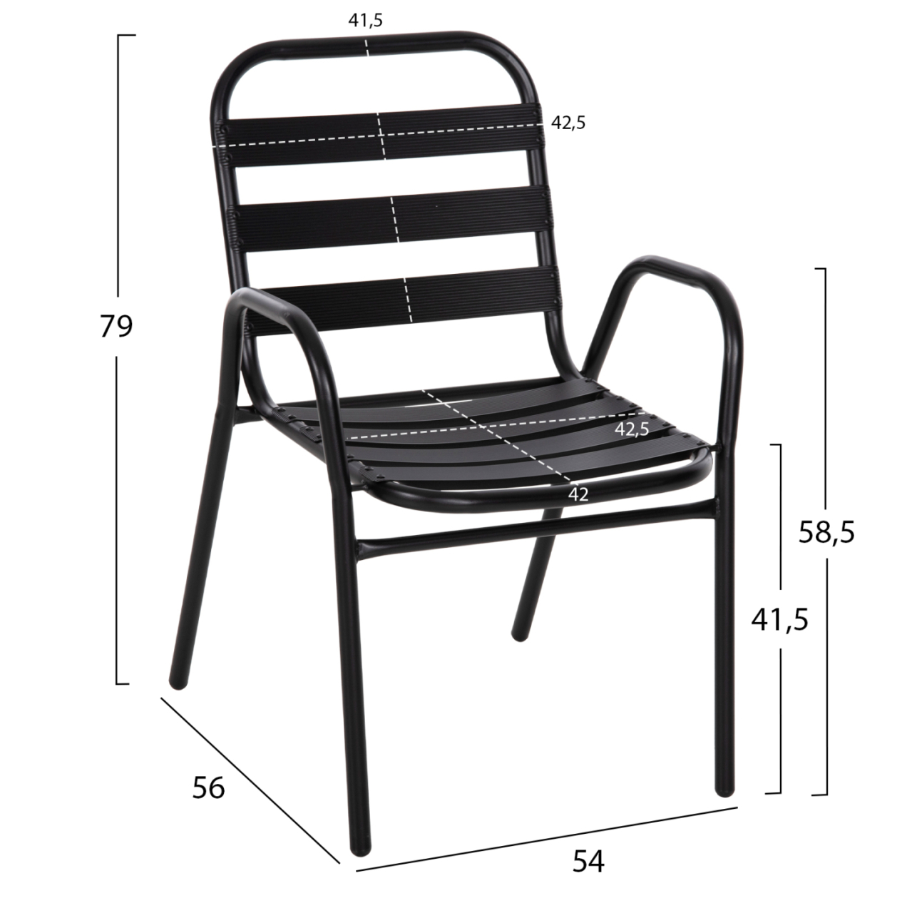 OUTDOOR DINING SET 5PCS ADAM HM21219.01 METAL CHAIRS and TABLE 110x60 BLACK [3]