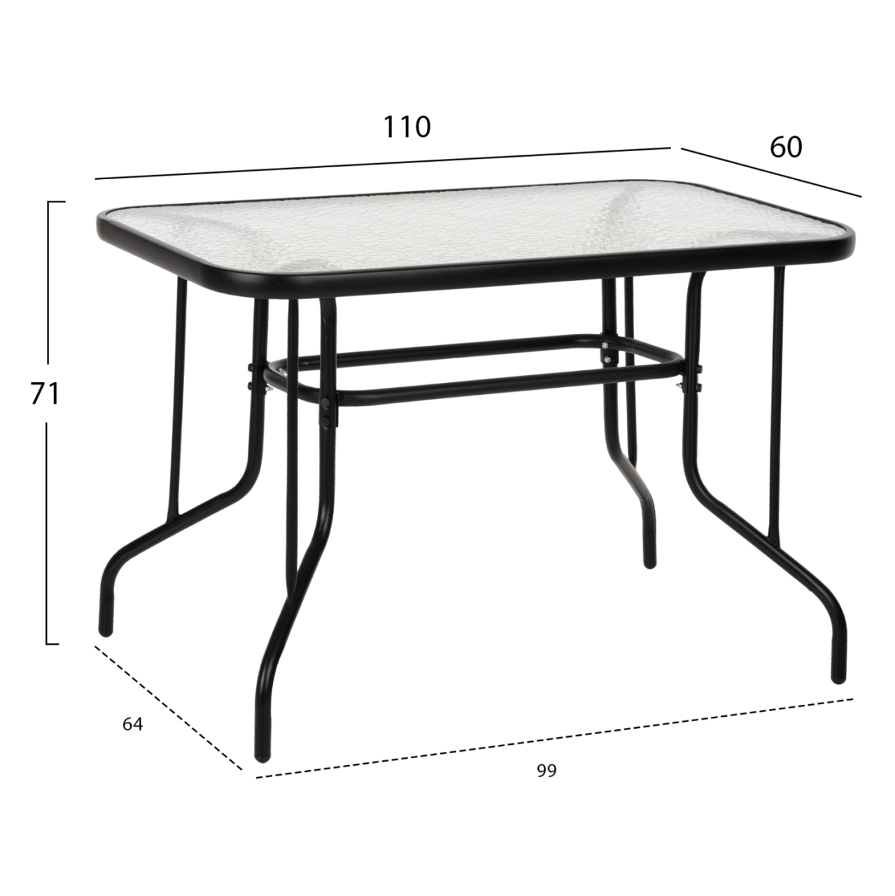 OUTDOOR DINING SET 5PCS ADAM HM21219.01 METAL CHAIRS and TABLE 110x60 BLACK [2]