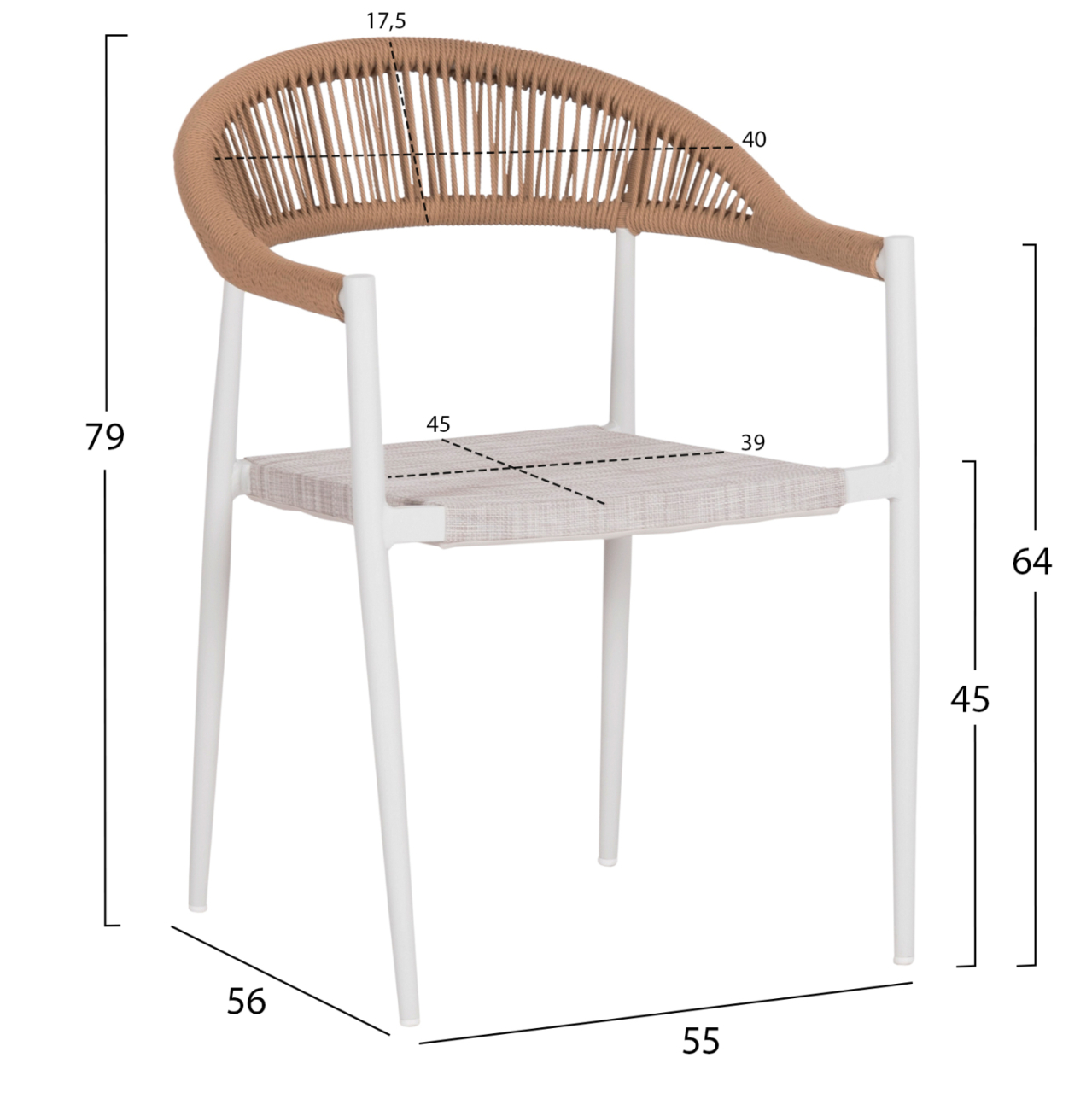 OUTDOOR DINING SET 5PCS BERG HM10823.01 ALUMINUM-POLYWOOD-TEXTILENE---WHITE [3]