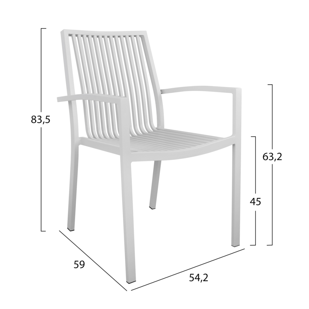OUTDOOR DINING SET 5PCS BRONCA HM21023 METAL TABLE-4 ALUMINUM ARMCHAIRS-WHITE [3]