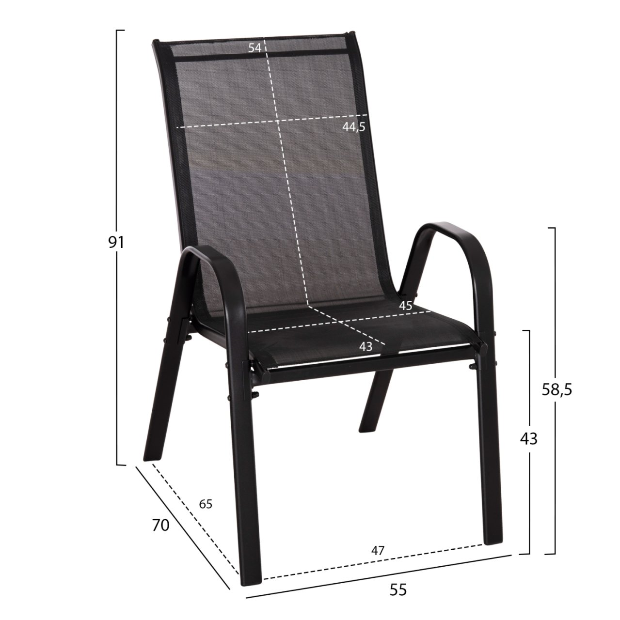 OUTDOOR DINING SET 5PCS BRUNO HM10895.03 BLACK METAL and TEXTILENE [3]