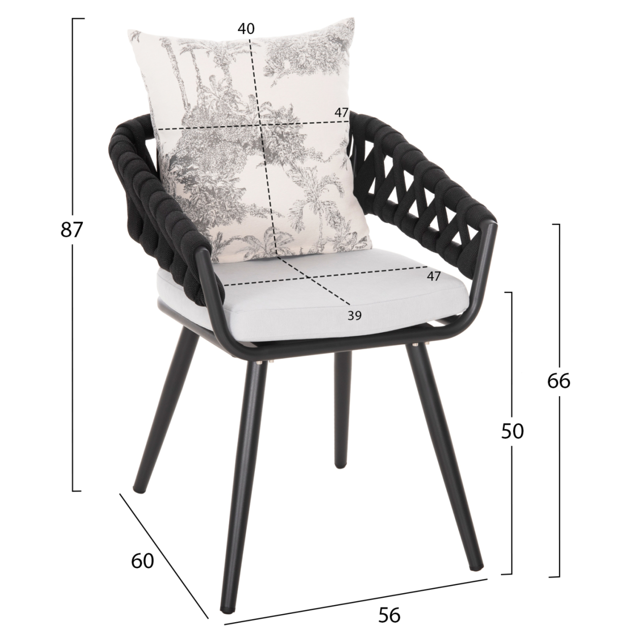 OUTDOOR DINING SET 5PCS CAMDEN HM11000.01 ALUMINUM IN ANTHRACITE--ECRU CUSHIONS [3]