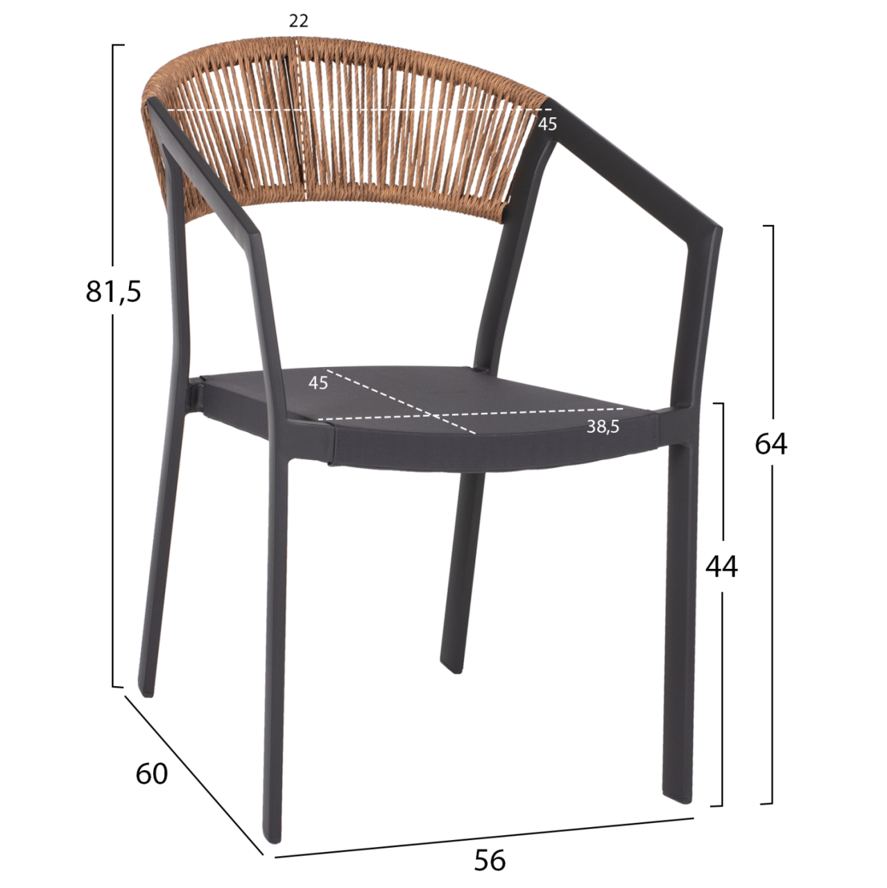 OUTDOOR DINING SET 5PCS DANAT HM10832.01 ALUMINUM CHAIRS and TABLE--POLYWOOD--GREY [3]