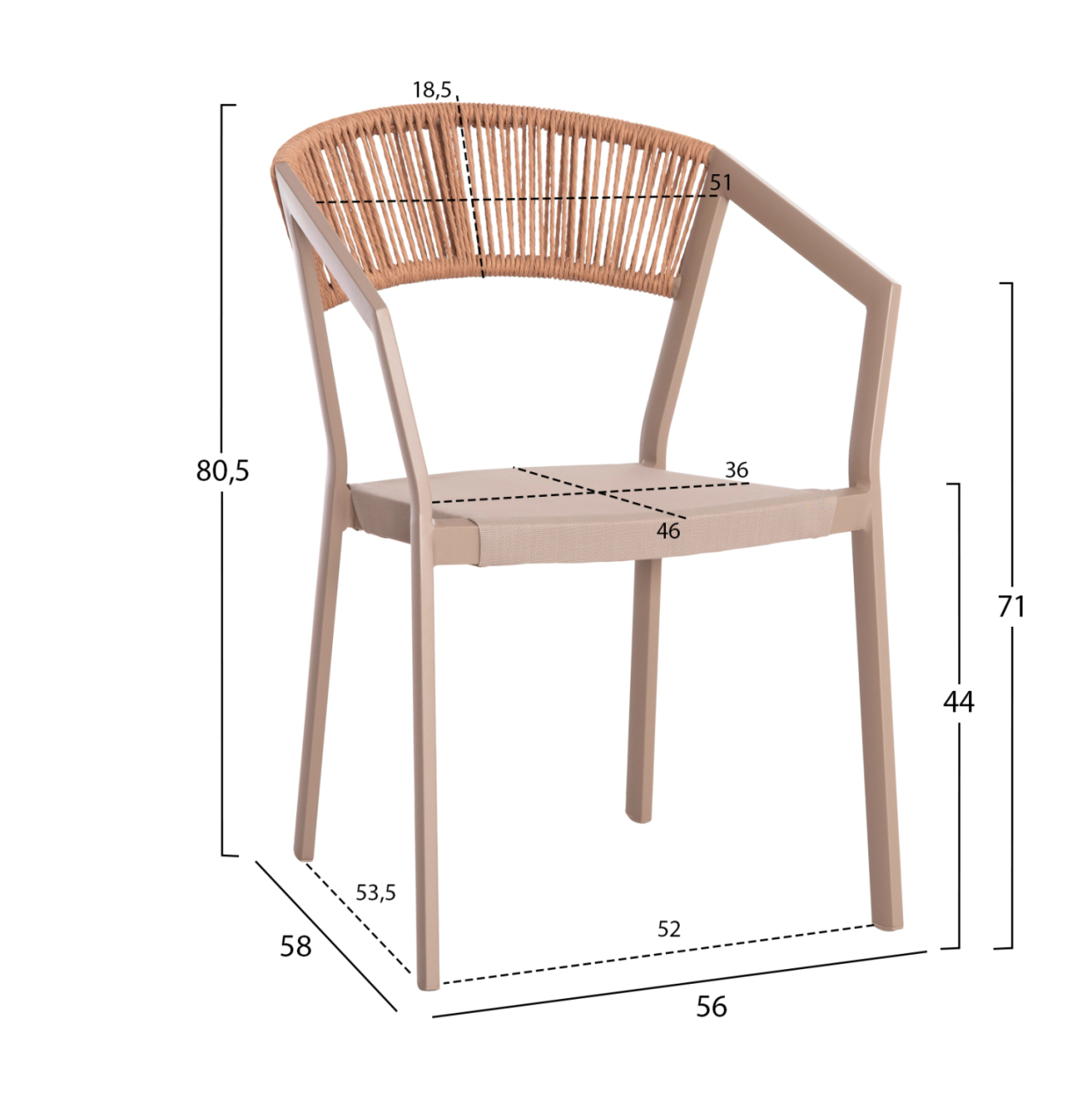 OUTDOOR DINING SET 5PCS DANAT HM10832.03 ALUMINUM CHAIRS and TABLE--POLYWOOD--CHAMPAGNE [3]