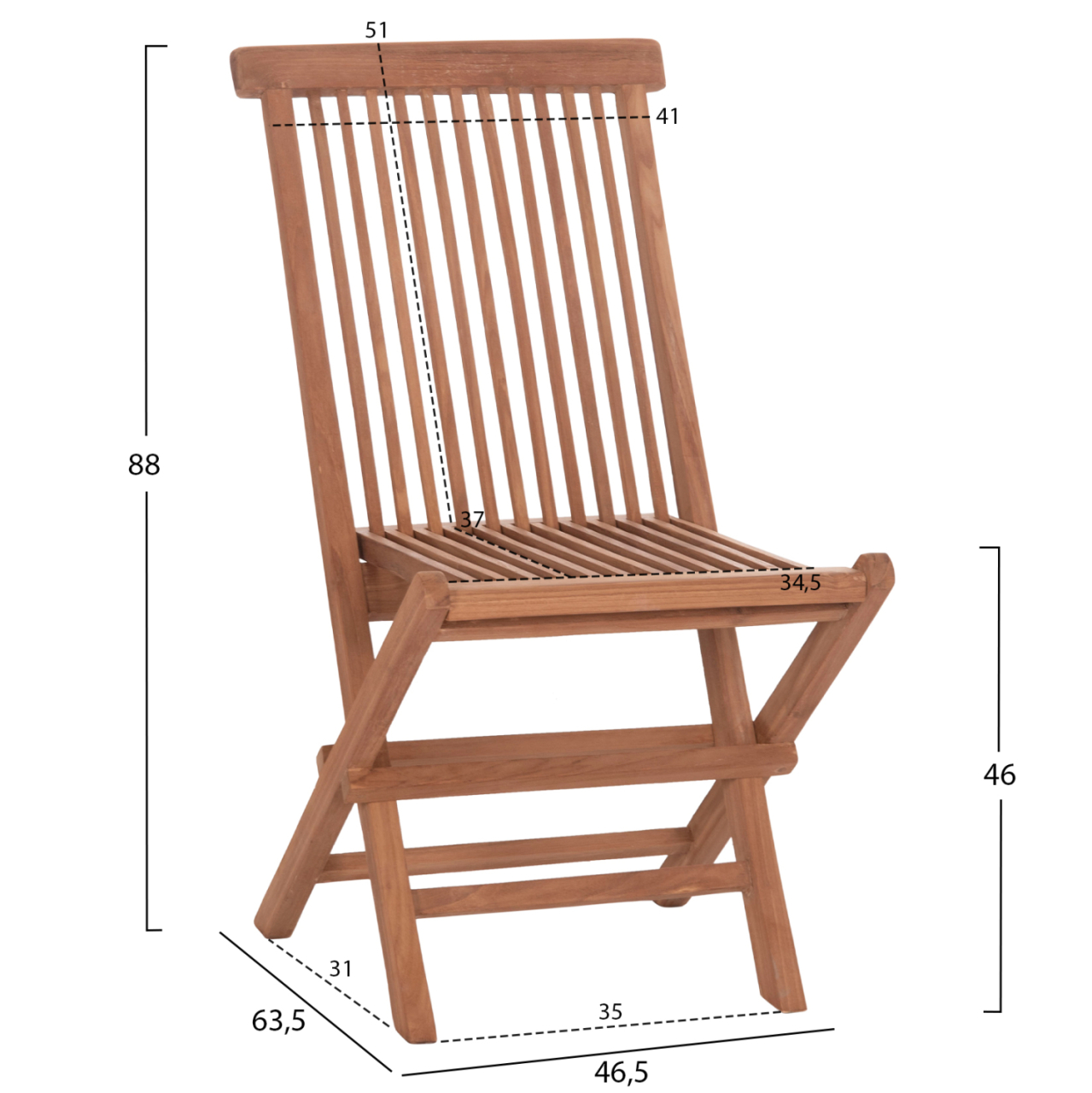 OUTDOOR DINING SET 5PCS FOLDABLE ERIS HM10919 TEAK WOOD IN NATURAL [3]