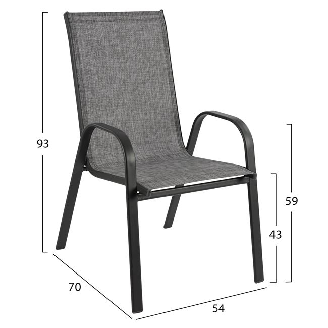 OUTDOOR DINING SET 5PCS HM10565.01 TABLE 120X70X71H and 4 ARMCHAIRS-GREY METAL [3]