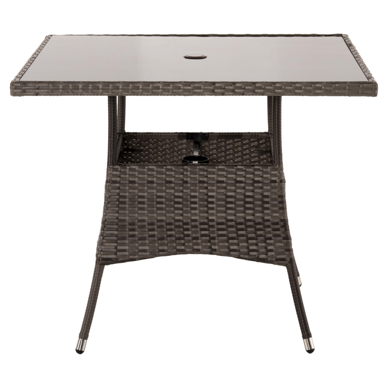 OUTDOOR DINING SET 5PCS HM5965 BROWN RATTAN-METAL FRAME-GLASS TABLETOP [7]