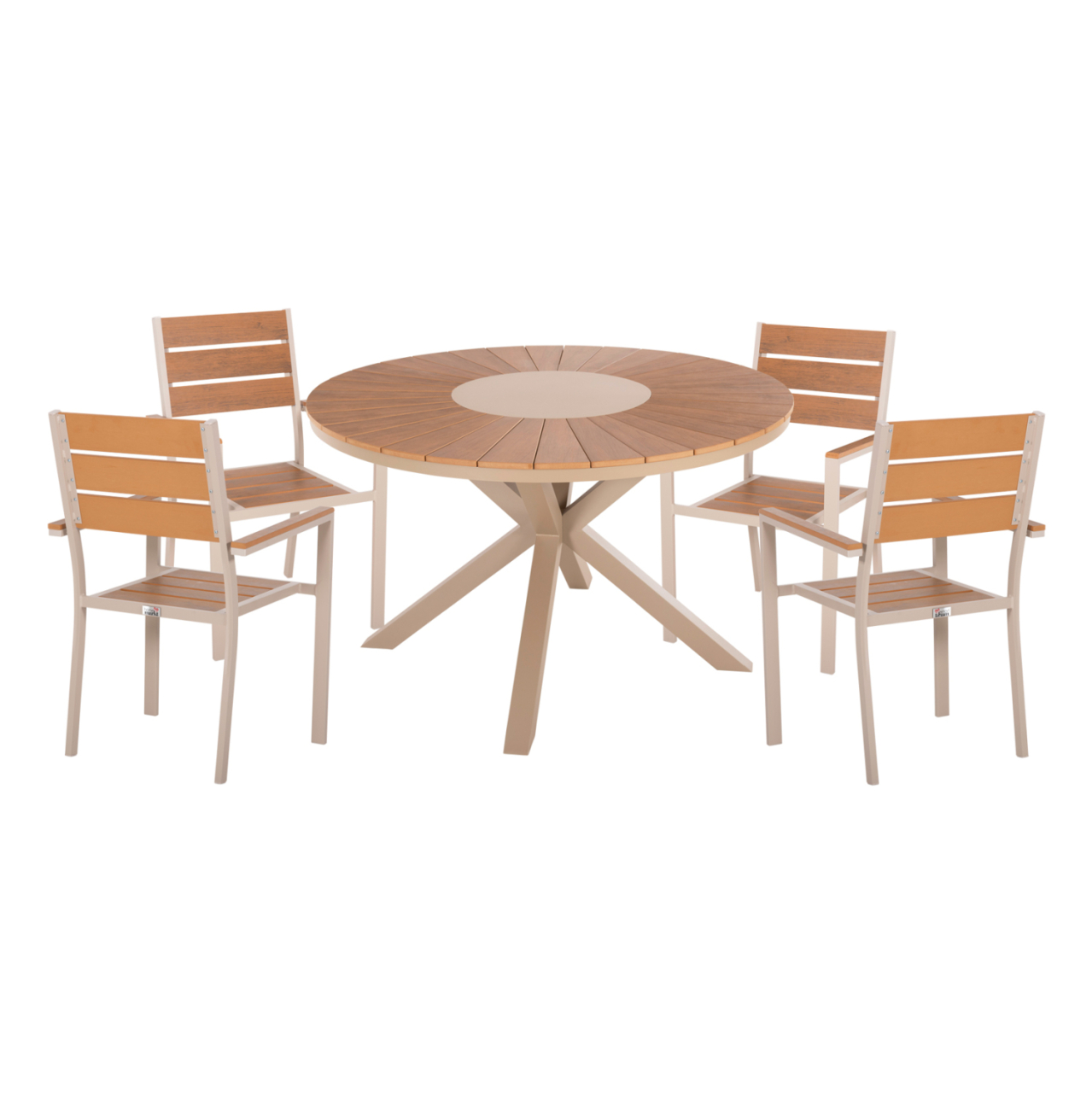 OUTDOOR DINING SET 5PCS MORIL HM21161 ALUMINUM IN CHAMPAGNE COLOR and POLYWOOD [1]