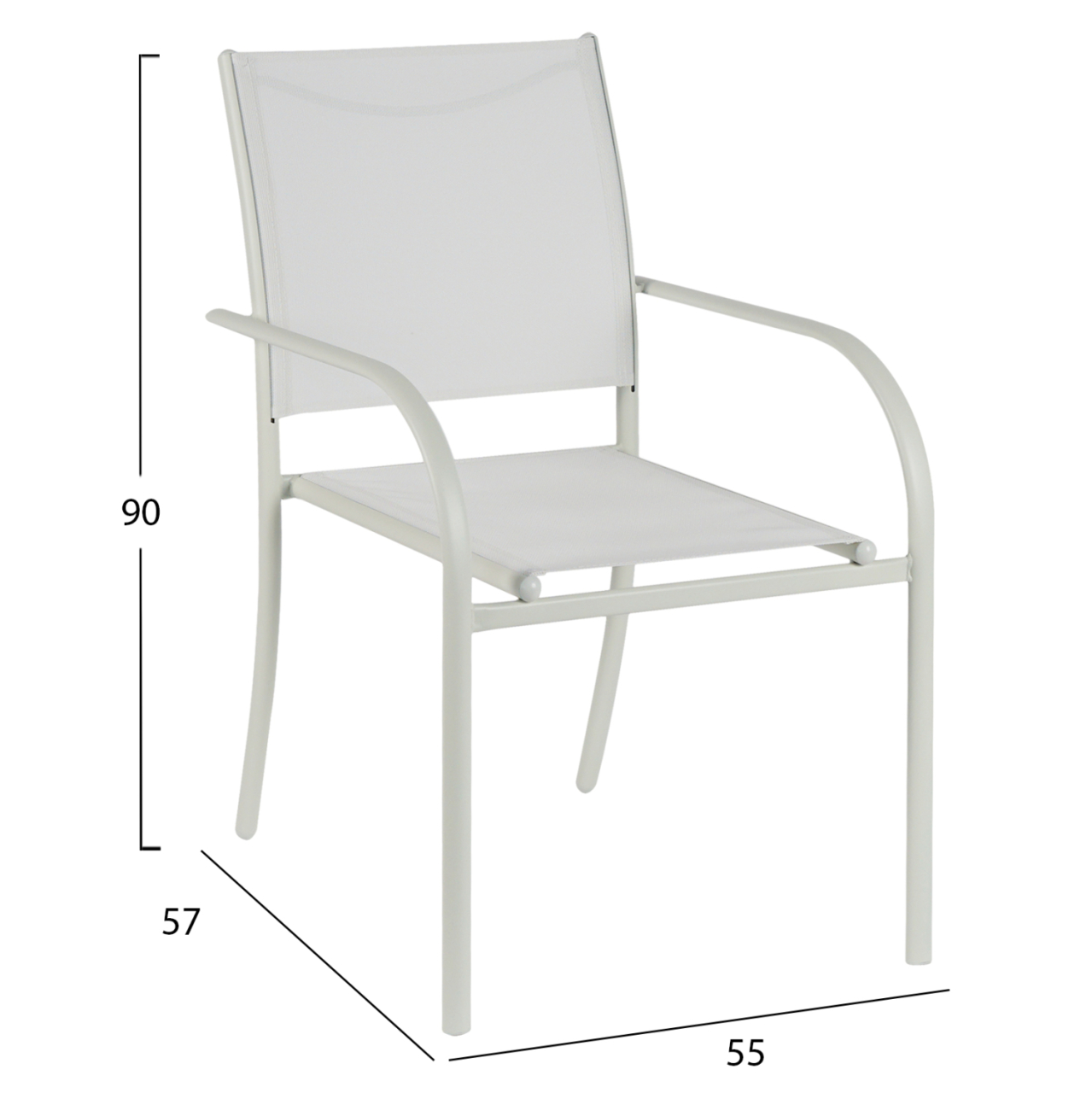 OUTDOOR DINING SET 5PCS OFER HM21030 WHITE METAL TABLE-WHITE METAL ARMCHAIRS [3]