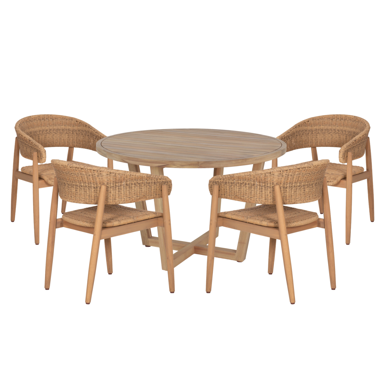 OUTDOOR DINING SET 5PCS PARAISO HM10907 ACACIA WOOD and ROPE IN NATURAL COLORS [1]