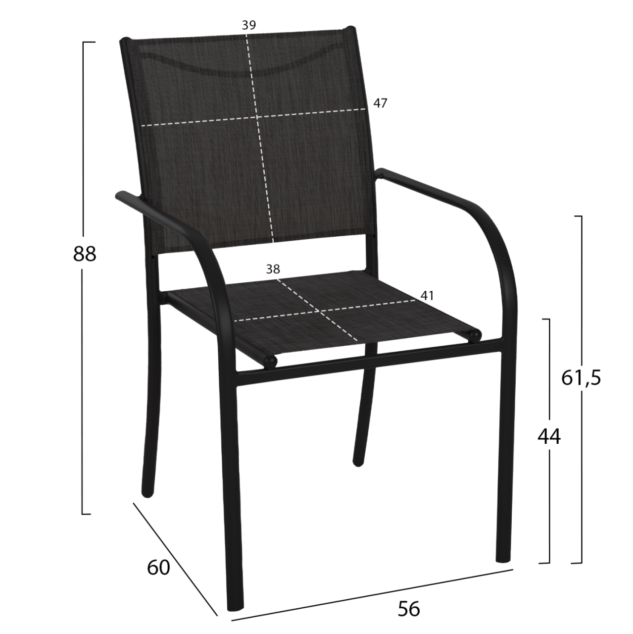OUTDOOR DINING SET 5PCS REDAN HM10890.01 METAL-TEXTILENE IN BLACK and DARK GREY [3]