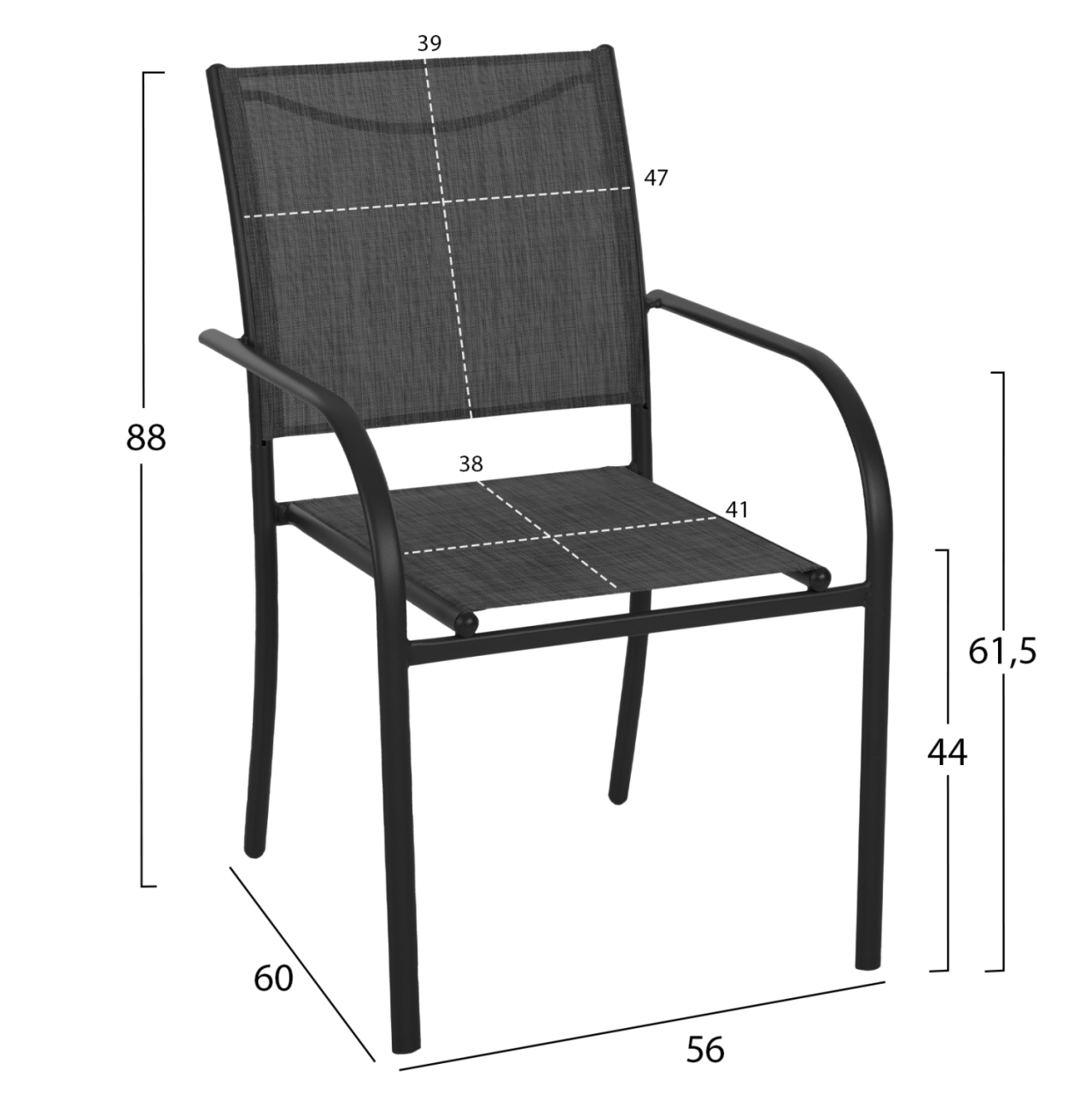OUTDOOR DINING SET 5PCS REDAN HM21223.01 TABLE and 4 ARMCHAIRS IN BLACK [3]