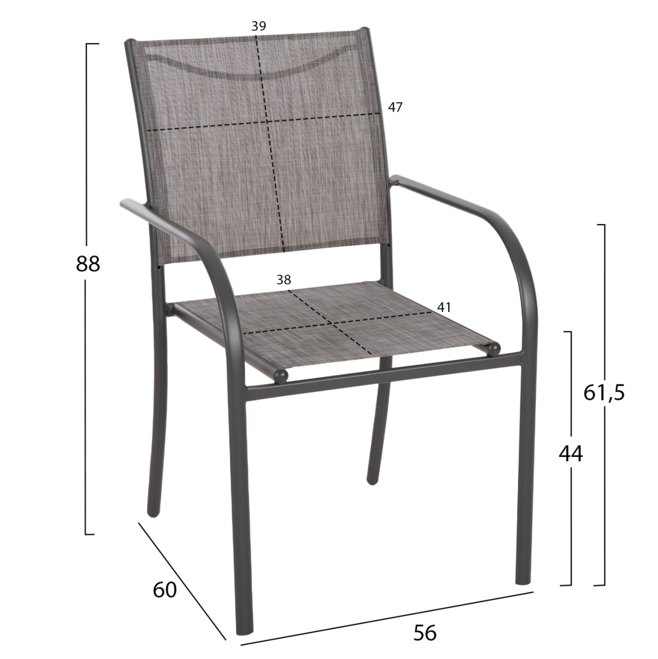OUTDOOR DINING SET 5PCS REDAN HM21223 TABLE and 4 ARMCHAIRS IN GREY [3]