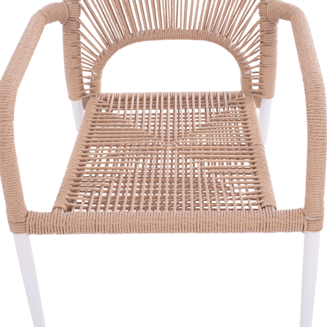 OUTDOOR DINING SET 5PCS SAHIRA HM10948.01 ALUMINUM IN WHITE--P.E.ROPE IN BEIGE [5]