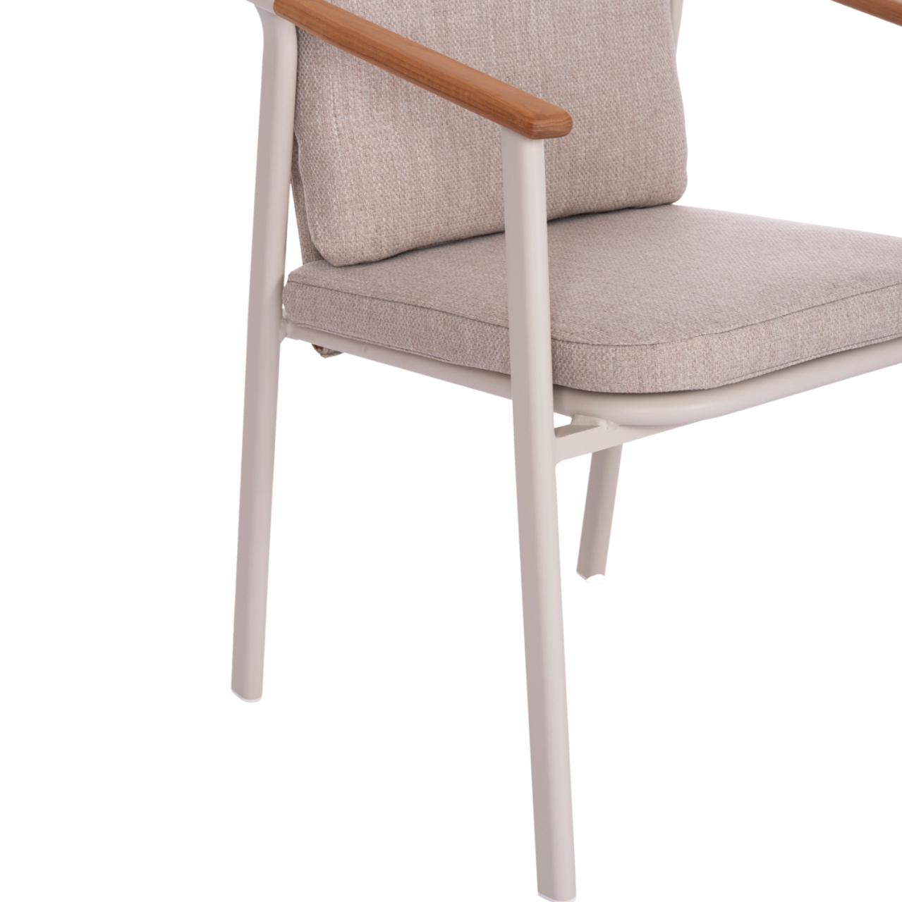 OUTDOOR DINING SET 5PCS SENTI HM11003.02 ALUMINUM CREAM WHITE--OLEFIN CUSHION COVERS BEIGE [6]