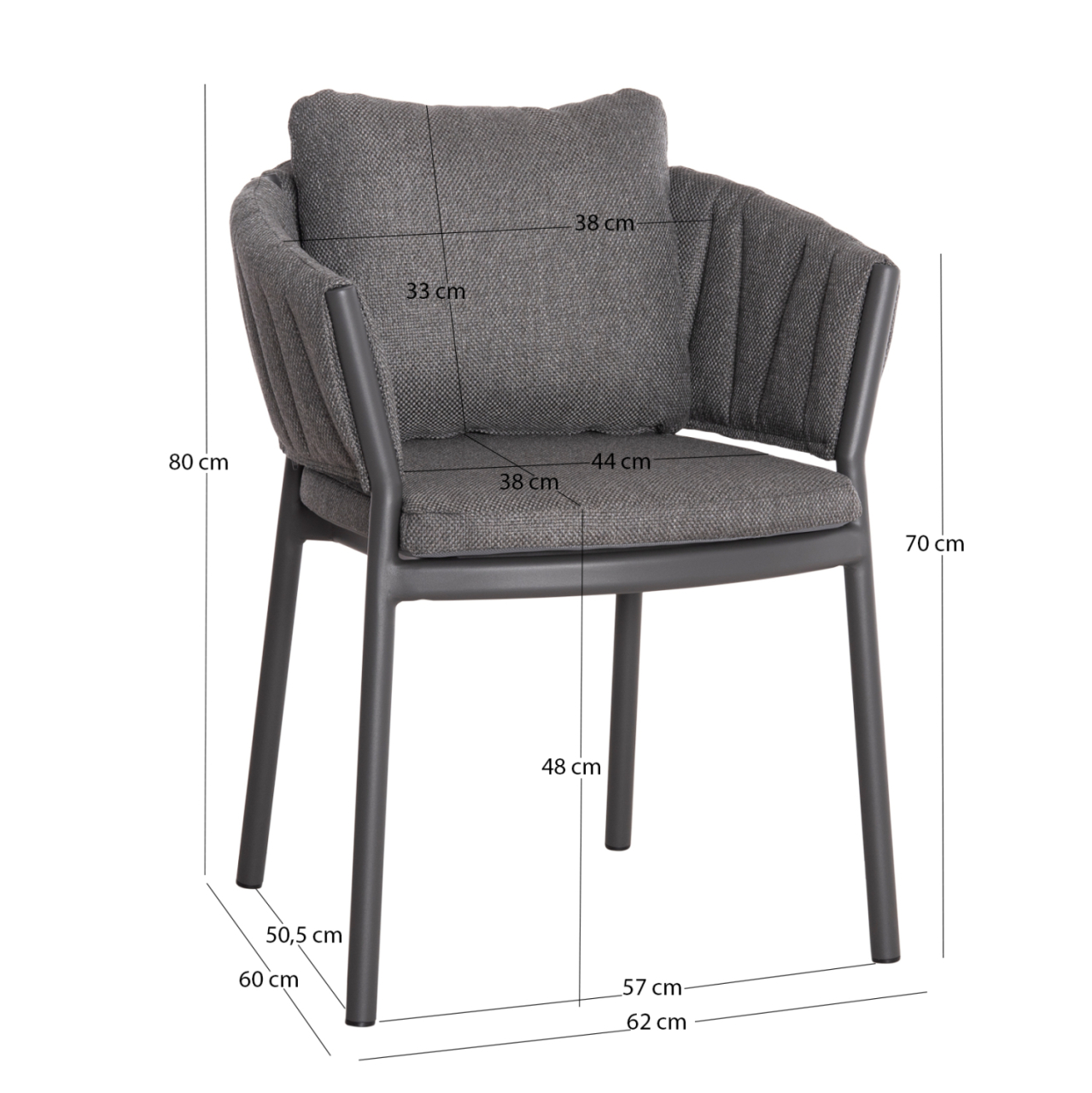 OUTDOOR DINING SET 5PCS SHANKS HM11002.01 ALUMINUM and OLEFIN CUSHION COVERS---GREY [3]