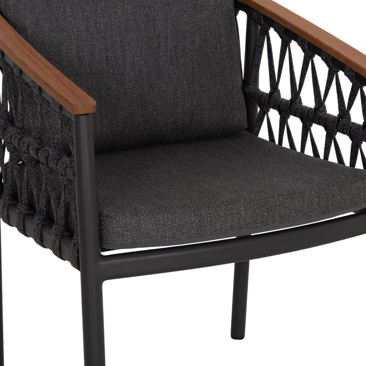 OUTDOOR DINING SET 5PCS STREAM HM11004.01 ALUMINUM-ROPE-OLEFIN CUSHION COVERS---GREY [5]