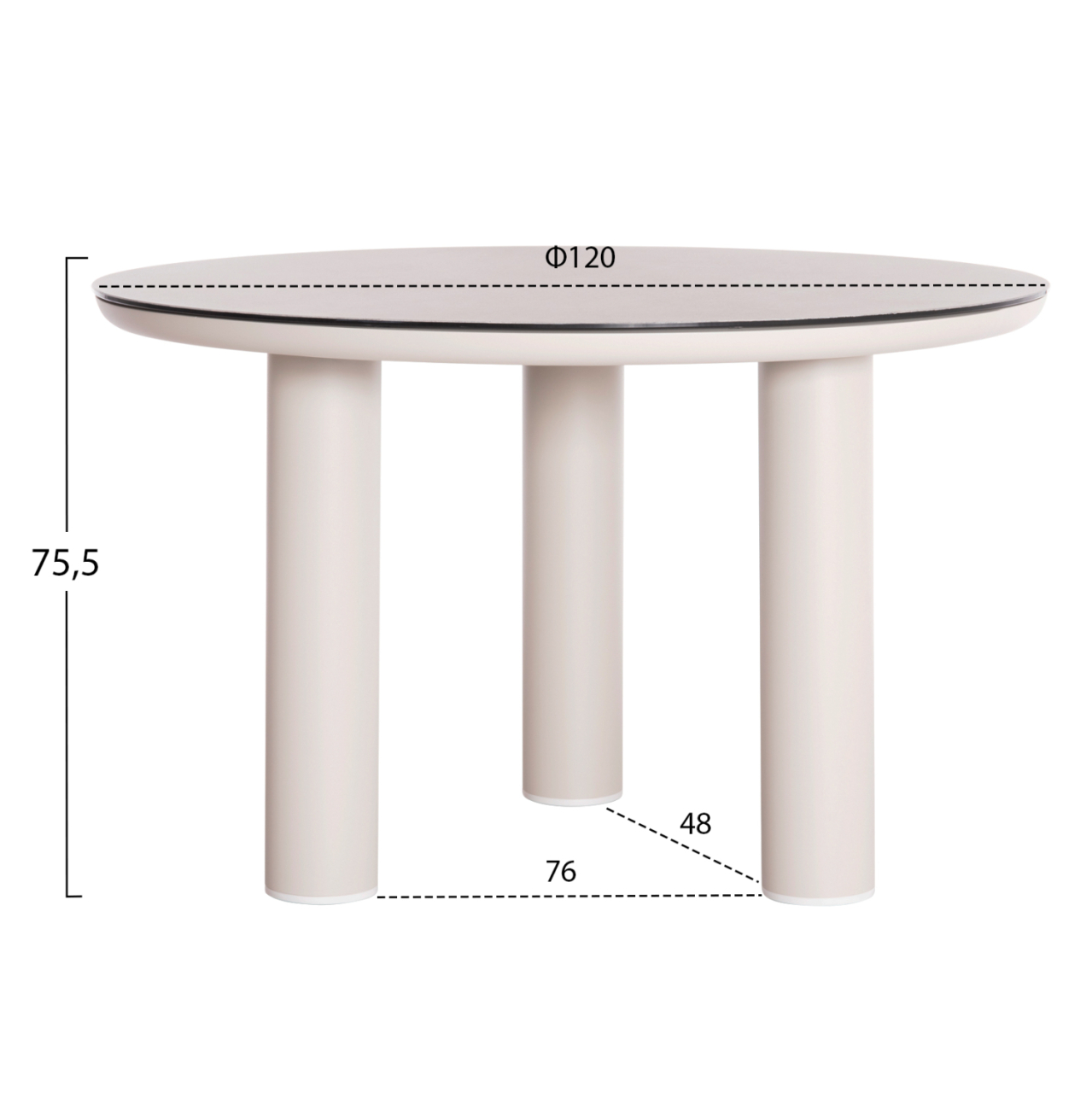 OUTDOOR DINING SET 5PCS STREAM HM11004.02 CREAM WHITE ALUM.--ROPE-OLEFIN CUSHIONS BEIGE [2]