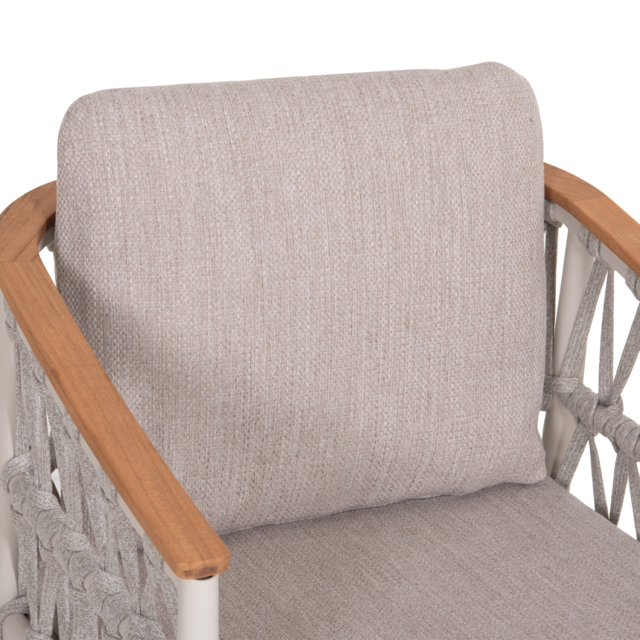 OUTDOOR DINING SET 5PCS STREAM HM11004.02 CREAM WHITE ALUM.--ROPE-OLEFIN CUSHIONS BEIGE [4]