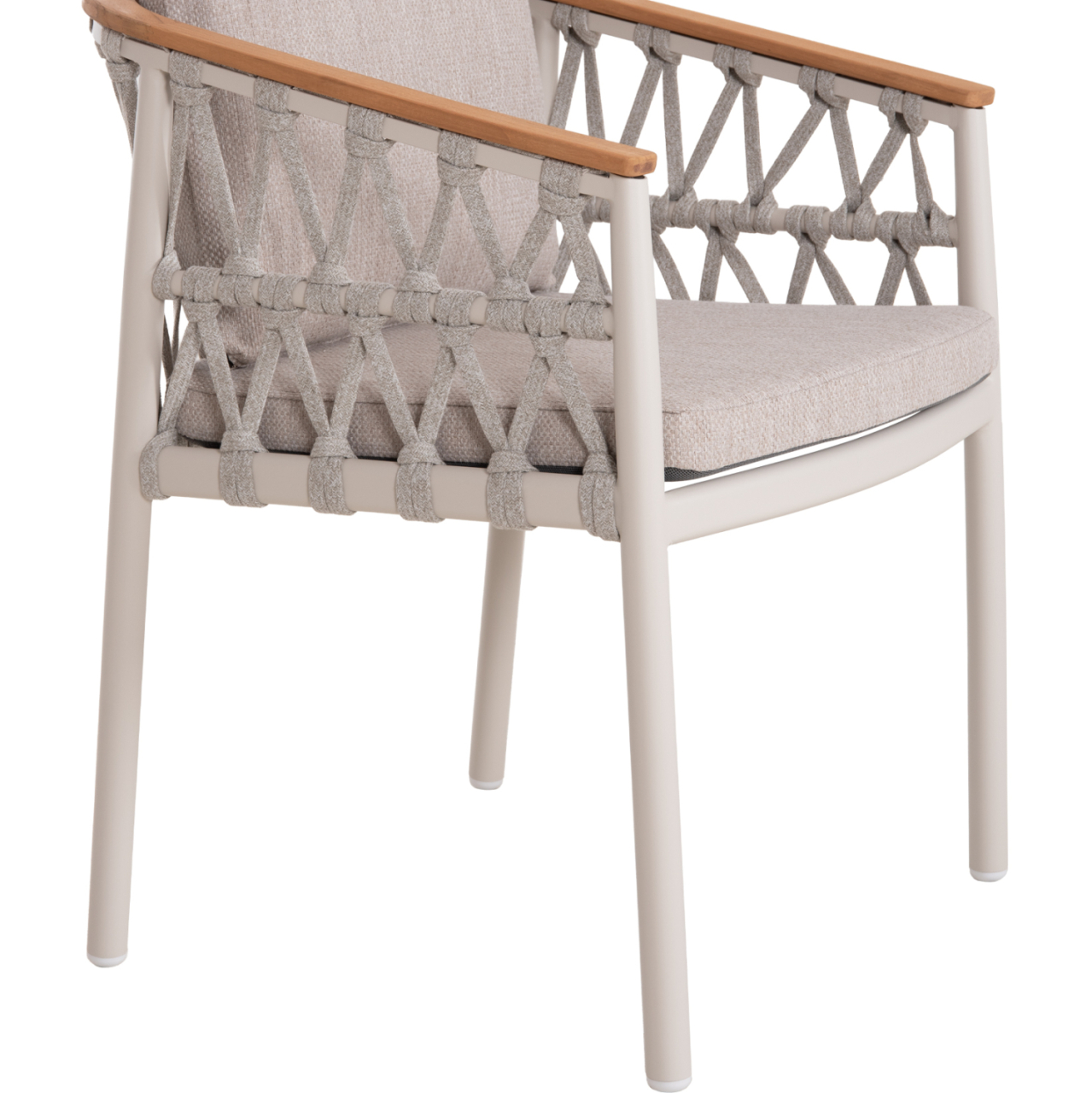OUTDOOR DINING SET 5PCS STREAM HM11004.02 CREAM WHITE ALUM.--ROPE-OLEFIN CUSHIONS BEIGE [5]