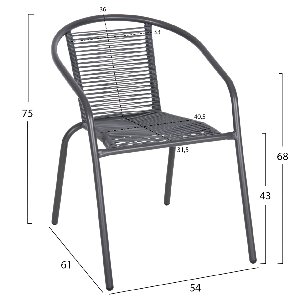 OUTDOOR DINING SET 5PCS SWIFTER HM21222 METAL CHAIRS and TABLE 110x60 GREY [3]