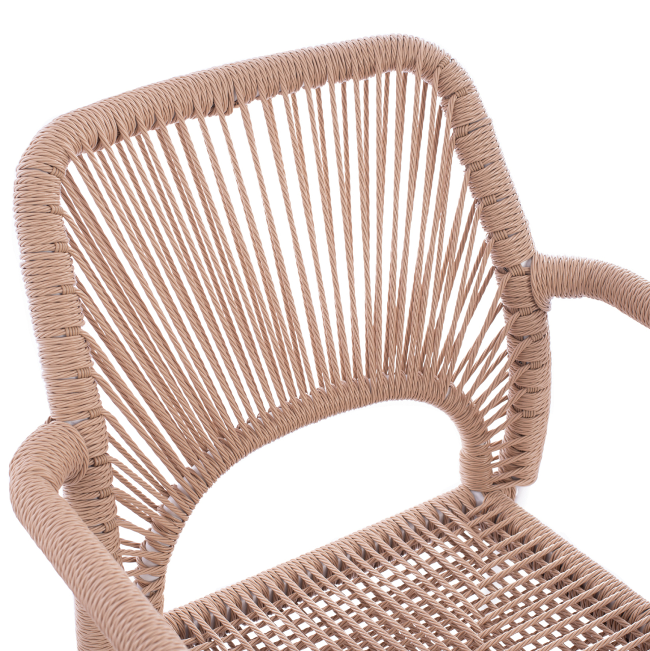OUTDOOR DINING SET 5PCS TABER HM10824.01 ALUMINUM IN WHITE--POLYWOOD--P.E.ROPE IN BEIGE [5]