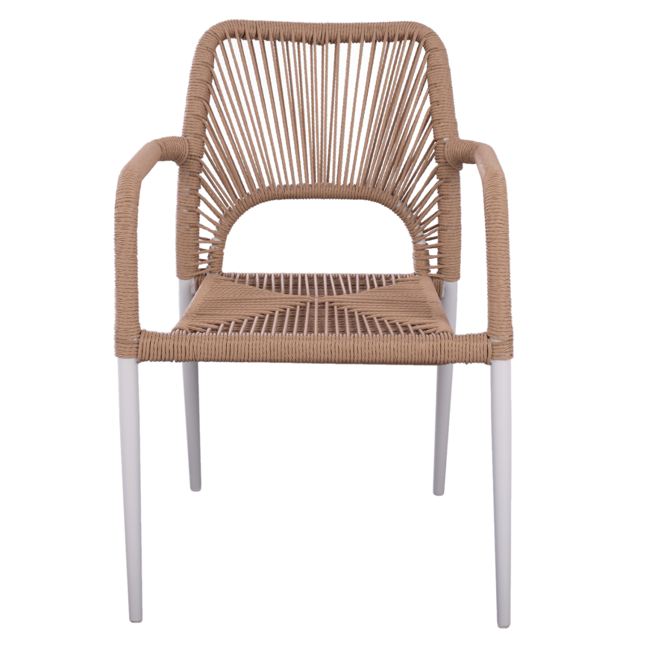 OUTDOOR DINING SET 5PCS TABER HM10824.01 ALUMINUM IN WHITE--POLYWOOD--P.E.ROPE IN BEIGE [4]
