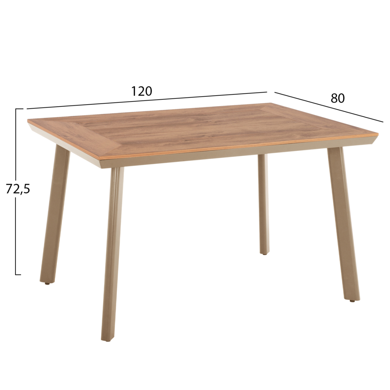 OUTDOOR DINING SET 5PCS TABER HM10837.03 ALUMINUM CHAIRS and TABLE--POLYWOOD--CAPPUCCINO/CHAMPAGNE [2]