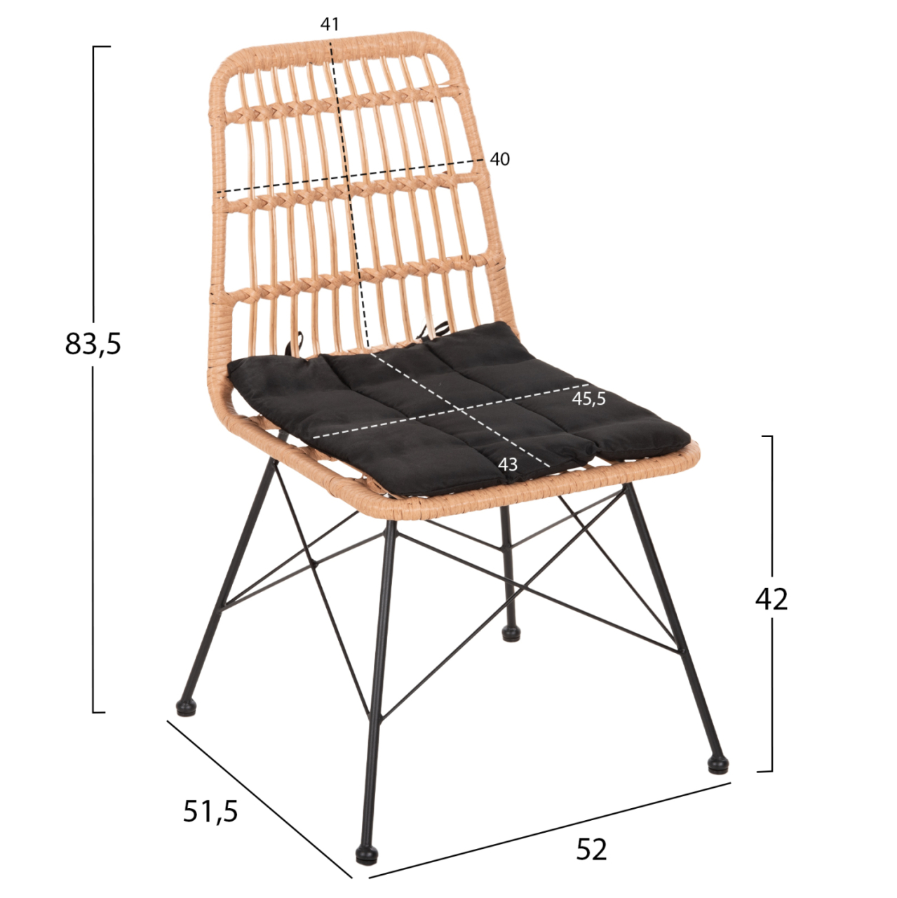 OUTDOOR DINING SET 7PCS ALLEGRA HM10495 WICKER IN BEIGE-METAL IN BLACK [4]