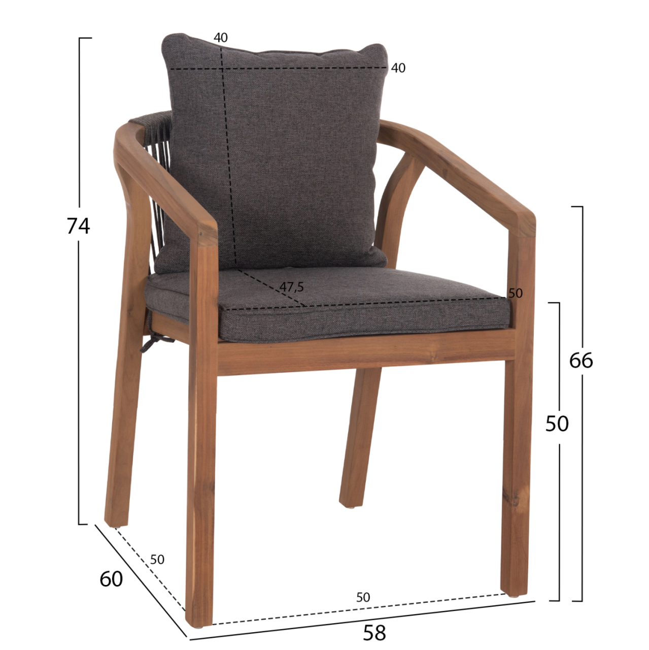 OUTDOOR DINING SET 7PCS CONTREL HM10901.02 ACACIA WOOD IN NATURAL--CUSHIONS IN GREY [3]